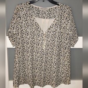 Tempted Hearts Leopard Print V-Neck Blouse